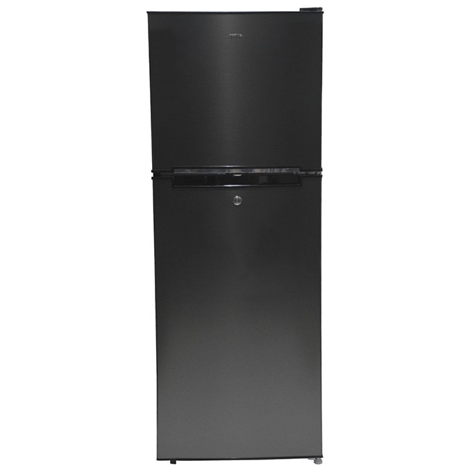 MIKA Refrigerator, 138L, Direct Cool, Double Door, Dark Matt Stainless Steel