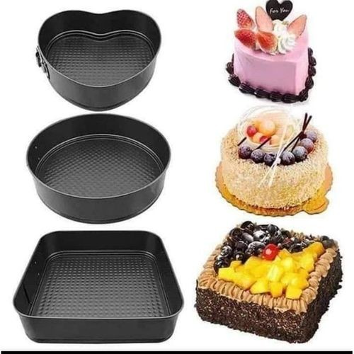 Generic 3 Shape Heart,square And Round Baking Tin