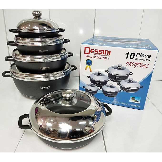 Dessini 10pc Non-Stick Set Aluminium Die-cast Pots