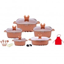 22-Piece Dessini Square Die-cast Aluminum Granite Cookware Set Nonstick Cooking Pot