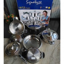 Signature 12pcs Stainless Steel Cooking Pots