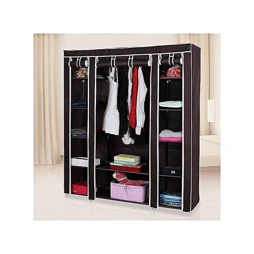 JIBAO Maroon Portable Wardrobe 3 Column