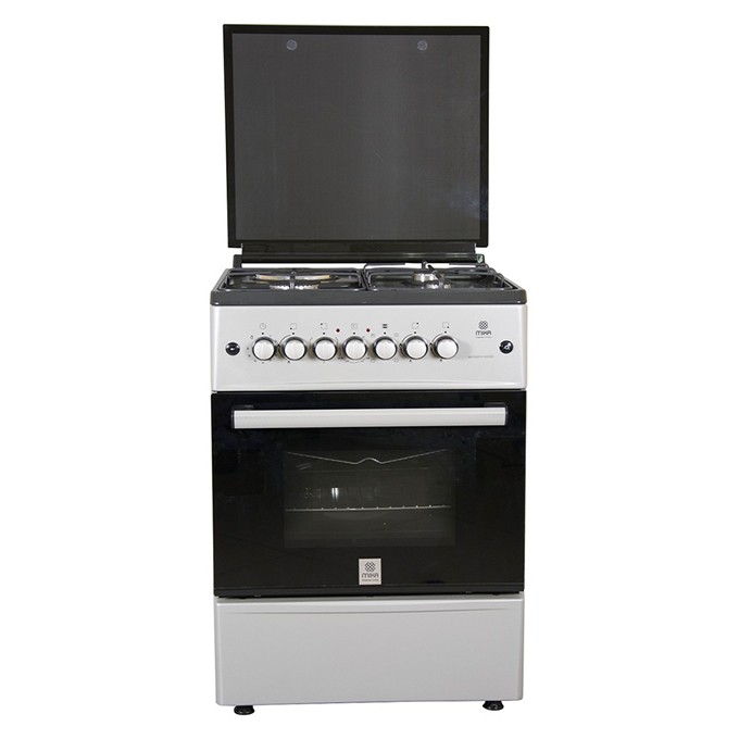 MIKA Standing Cooker, 58cm X 58cm, 3 + 1, Electric Oven, Silver
