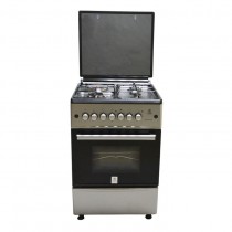 MIKA Standing Cooker, 58cm X 58cm, 3 + 1, Electric Oven, Silver