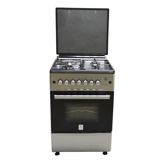 MIKA Standing Cooker, 58cm X 58cm, 3 + 1, Electric Oven, Silver